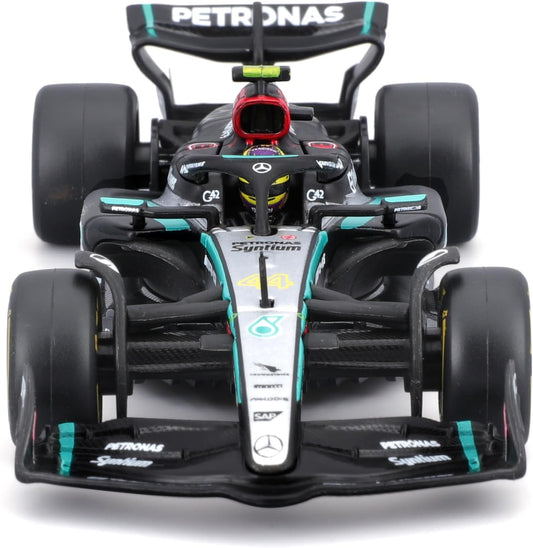 F1 Formula 1 MERCEDES AMG W15 (2024) with HELMET- HAMILTON - 1:43 Scale - Incredibly Detailed Die-Cast Replica Collectible Race Car Model, Black