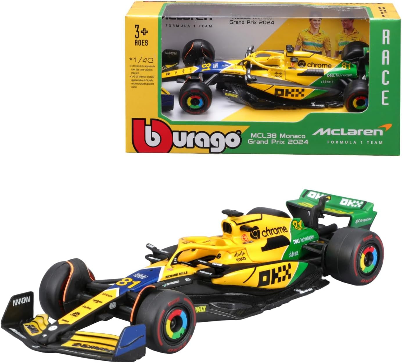 F1 Mclaren MCL38 2024 MONACO GP Senna Livery 30Th Anniversary - Formula 1 - OSCAR PLATERS 81 - Scale 1:43 12 Cm -  18-38214-P